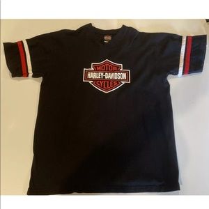 Vintage Black Tilley Harley Davidson V-neck Shirt